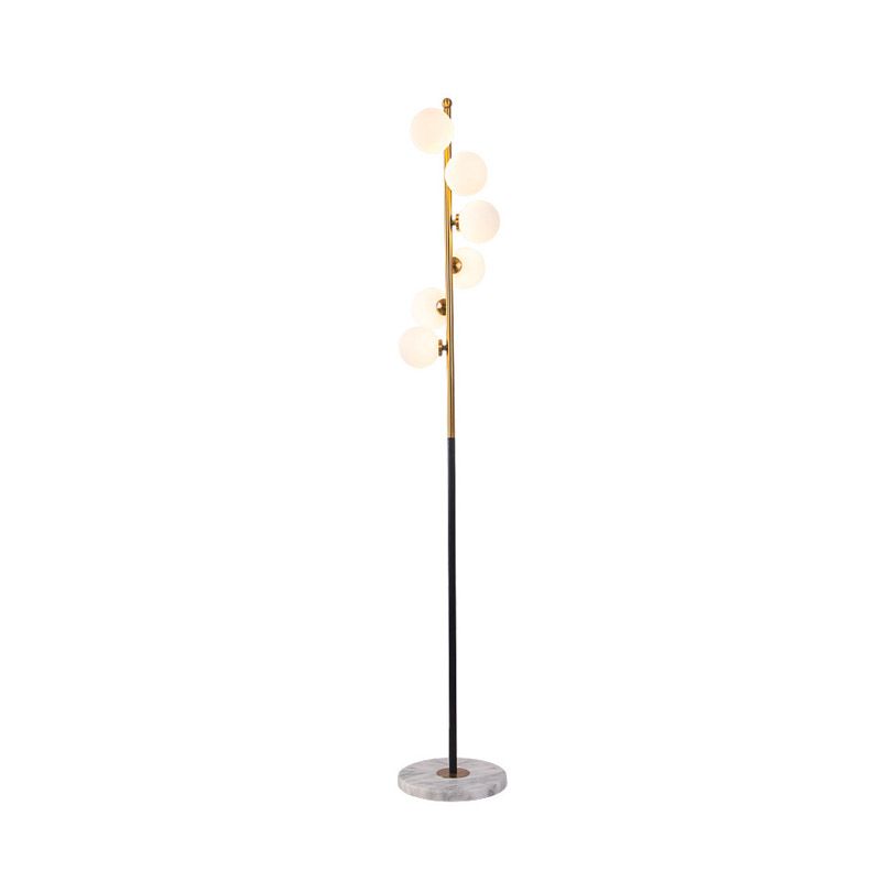 Black-Gold Sphere Floor Light Simple LED Glass Stand Up Lamp with Spiral Design for Study Room