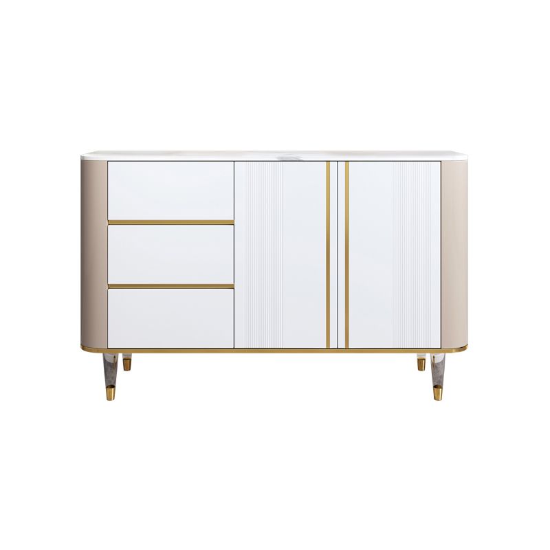 Glam Sideboard Stone Top Sideboard with 1-door for Living Room