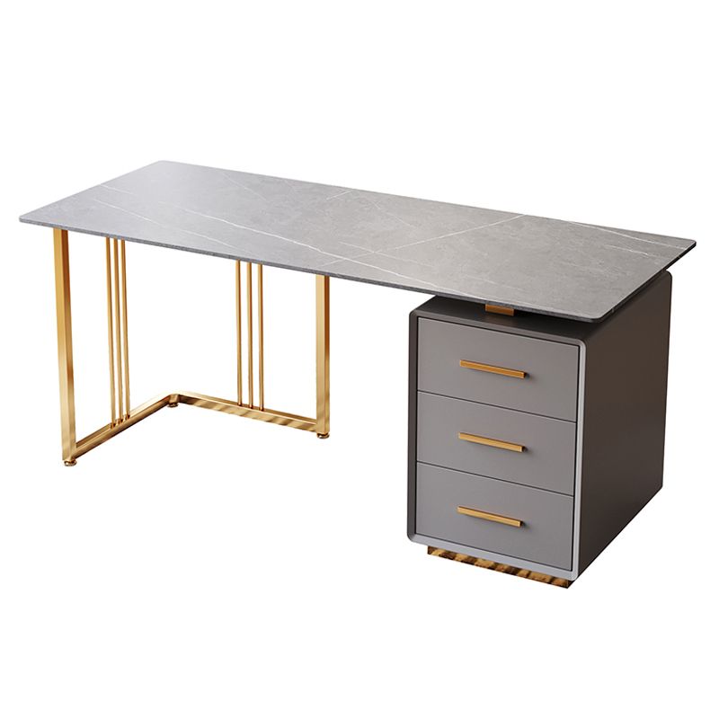 Glam 3-drawer Office Desk Rectangular Sintered Stone Home Desk