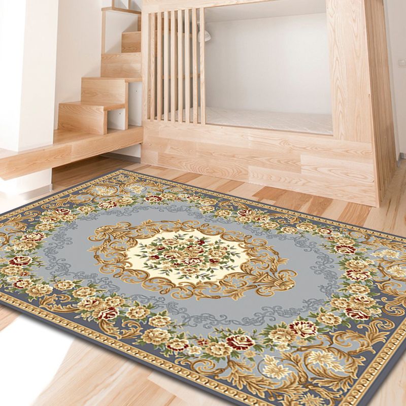 Unique Multicolor Flower Pattern Rug Polyester Vintage Area Rug Pet Friendly Washable Anti-Slip Rug for Sitting Room