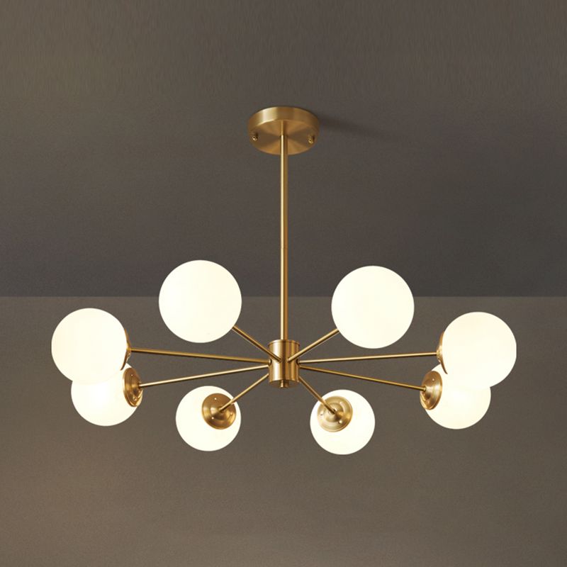 Chandelier en laiton nordique Globe Multi Light Chandelier Pendant avec verre pour le salon