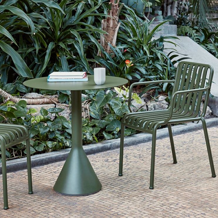 Modern Green Bistro Table Set 3-Pieces Round Metal Bistro Set