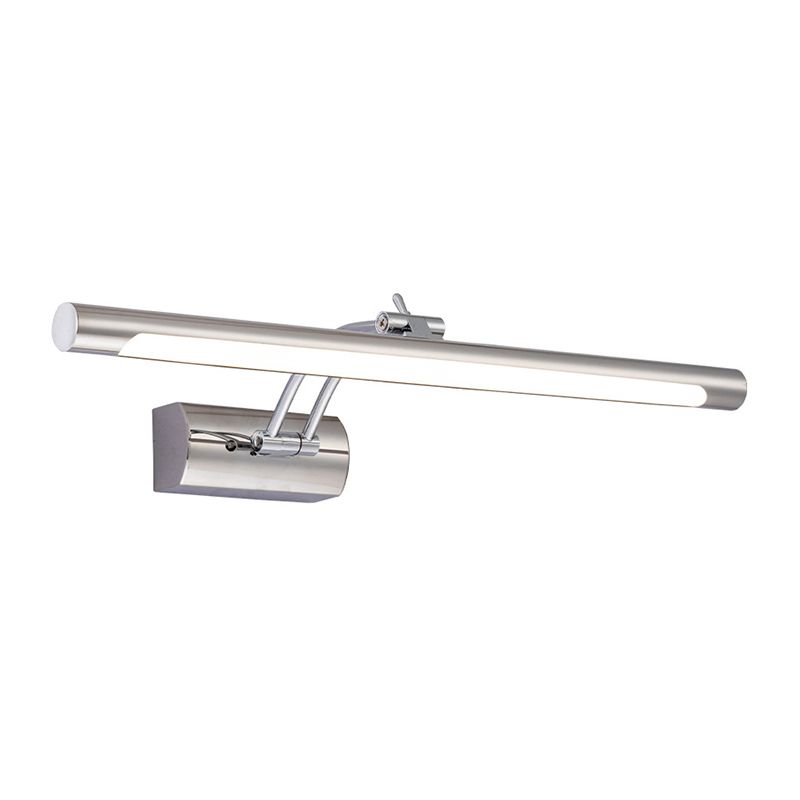 Silver Finish Contemporary Bathroom Vanity Light Single LED Bath Bar