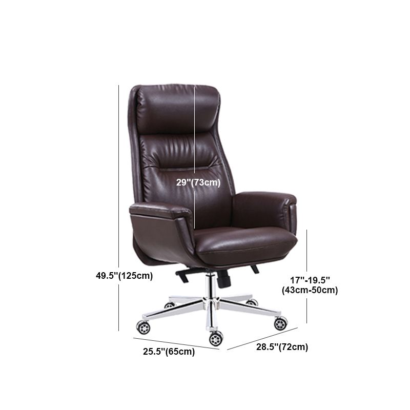 Brown Tilt Mechanism Managers Chair with Headrest Swivel Upholstered Office Chair