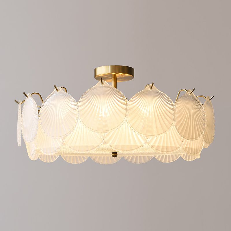 Modern Glass Ceiling Light Household Flush Mount Light Fixture for Bedroom