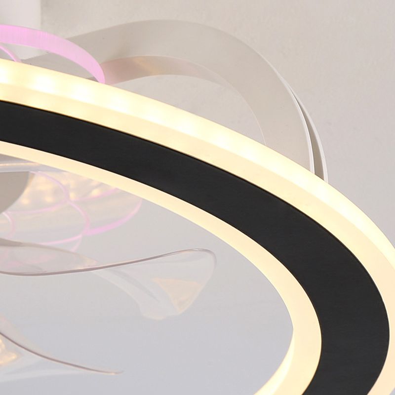 Hoop Shaped Dining Room Fan Lighting Acrylic LED Minimalist Semi Flush Mounted Ceiling Light