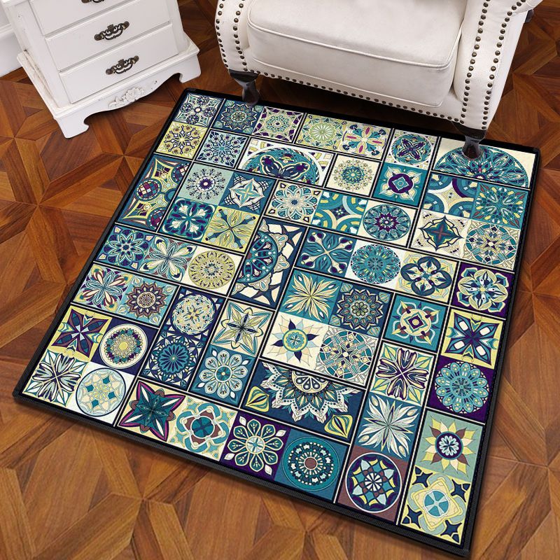 Mandala multicolor Mandala Rug polipropileno Turca Turca Alfombra sin deslizamiento Alfombra lavable de máquina resistente a las manchas para dormitorio