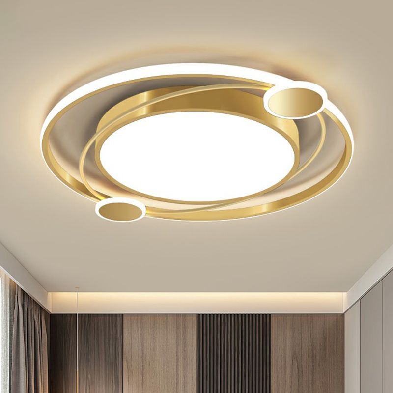 Metall Kreisförmige LED Flush Light Minimalismus Gold Finish Deckenmontage Lampe für Schlafzimmer