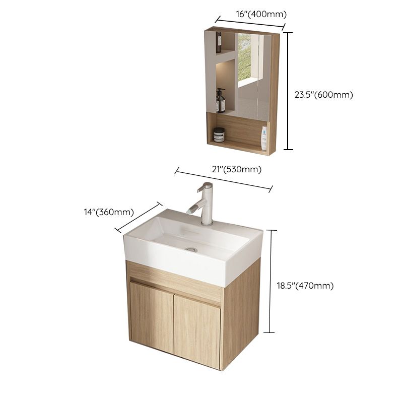 Basic Wooden Sink Vanity Wall-Mounted Vanity Cabinet with Mirror Cabinet