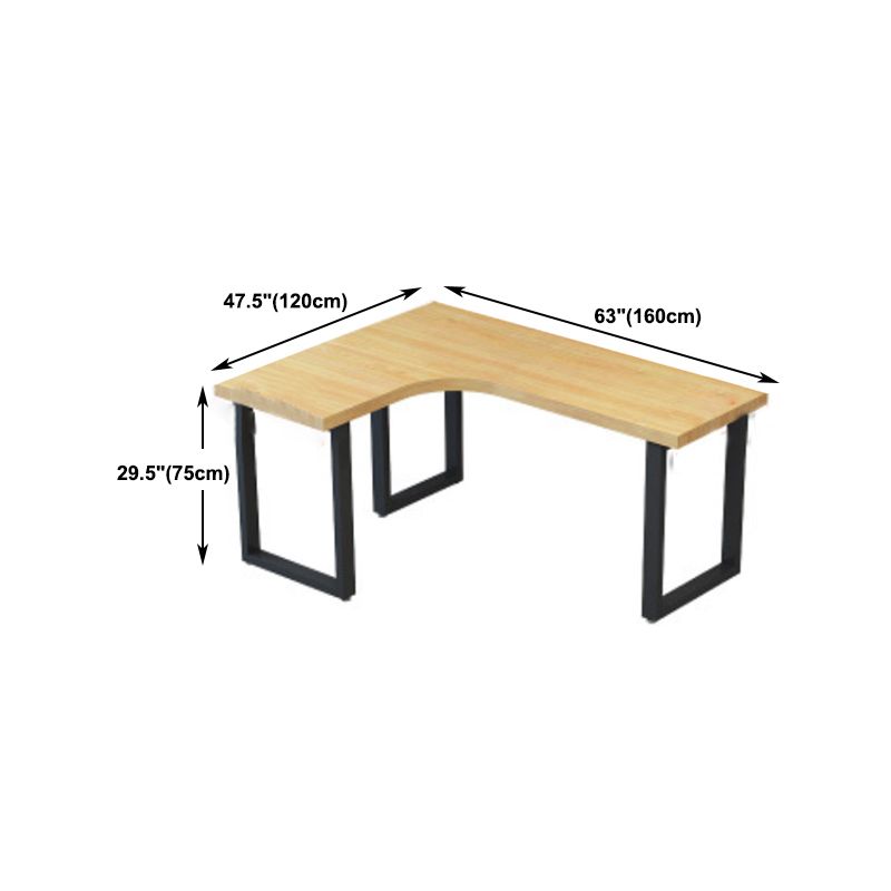 Metal and Wooden Writing Desk Industrial L-Shape Office Desk for Office