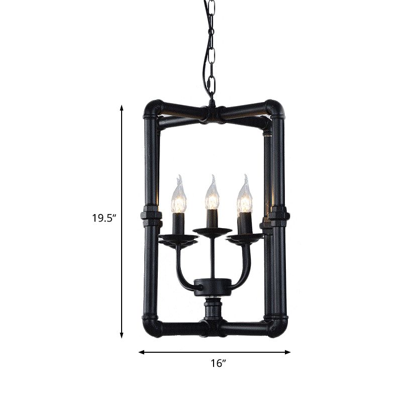 Candlestick Metal Chandelier Light Fixture Warehouse 5 Lights Restaurant Hanging Lamp Kit in Black