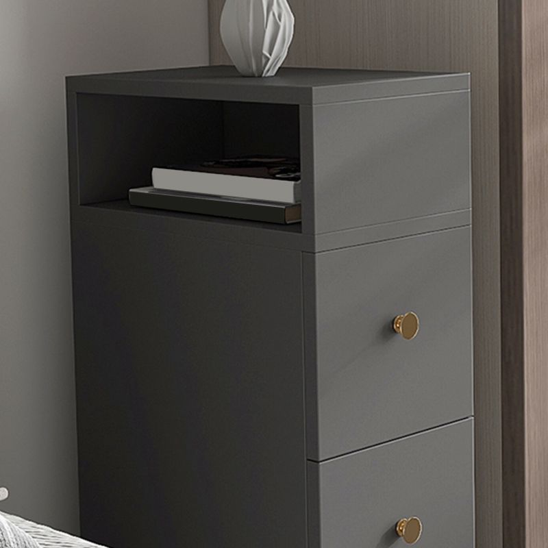 Imitation Wood Nightstand Modern 2-Drawer Open Storage 26 Inch H Night Table