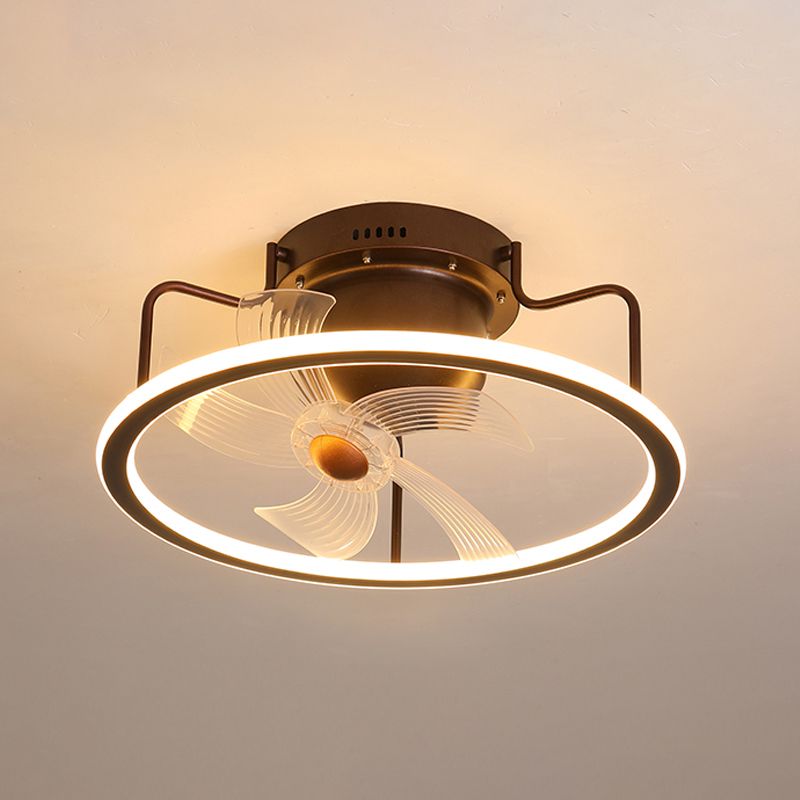 Round Shape Metal Ceiling Fans Light Modern Style 1-Light Ceiling Fan Light