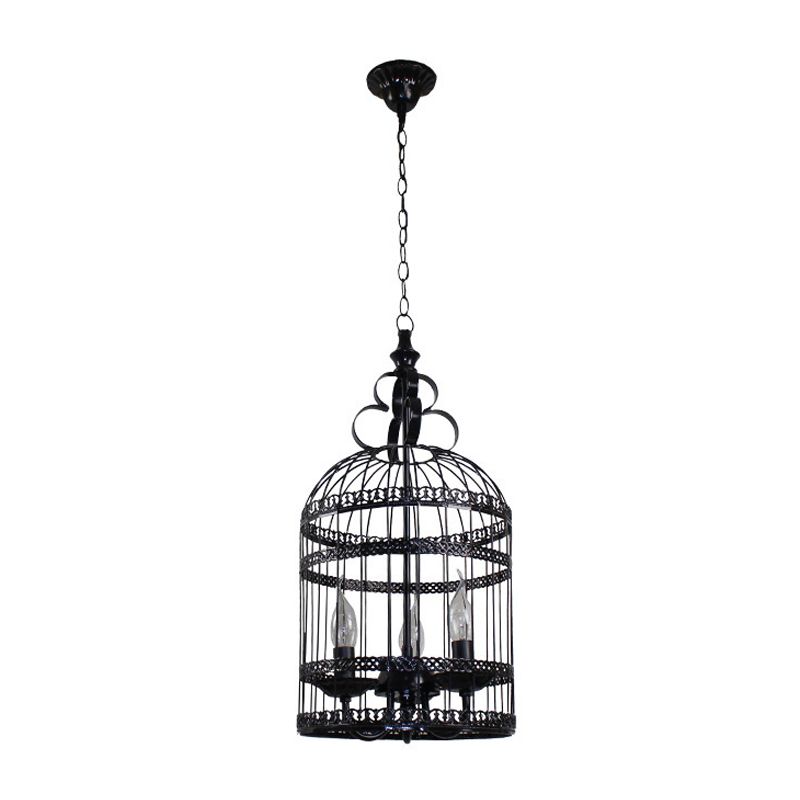 3/6 bollen vogelkooi hangend licht met kaarsen creatieve industriële stijl zwarte metalen kroonluchter lamp voor slaapkamer