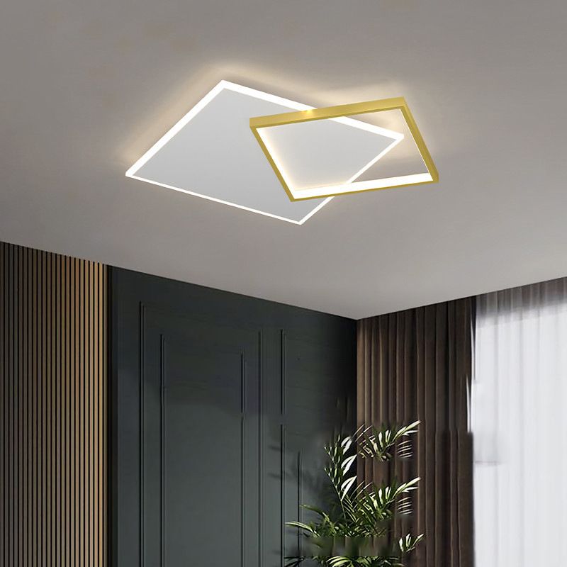 Modern Metal Flush Mount Geometric Shape Ceiling Light with Acrylic Shade