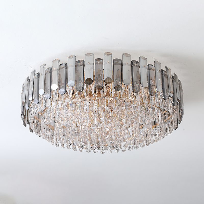 Modern Ceiling Lamp Household Flush Mount Light Fixture with Crystal Shade for Bedroom