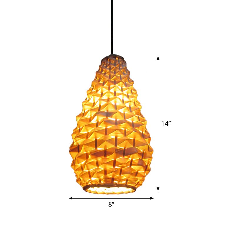 Jar Lighting a pendente di Bamboo giapponese 1 testa 8 "/16" Lampada sospensione a soffitto beige larga