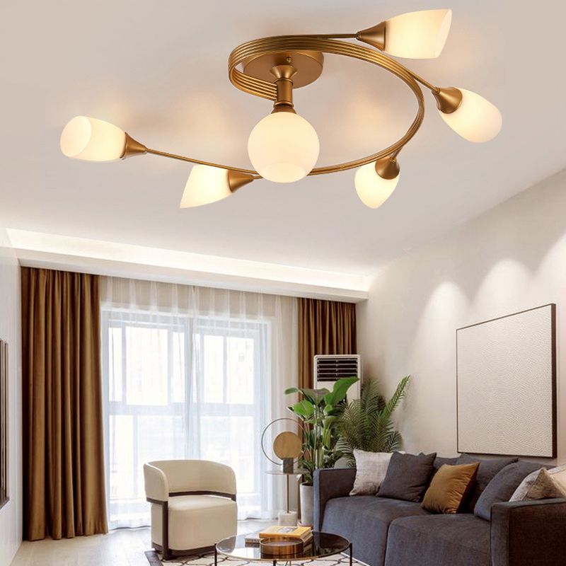 Nordic Glass Shade Ceiling Light Simple Flush Mount Light Fixture for Bedroom