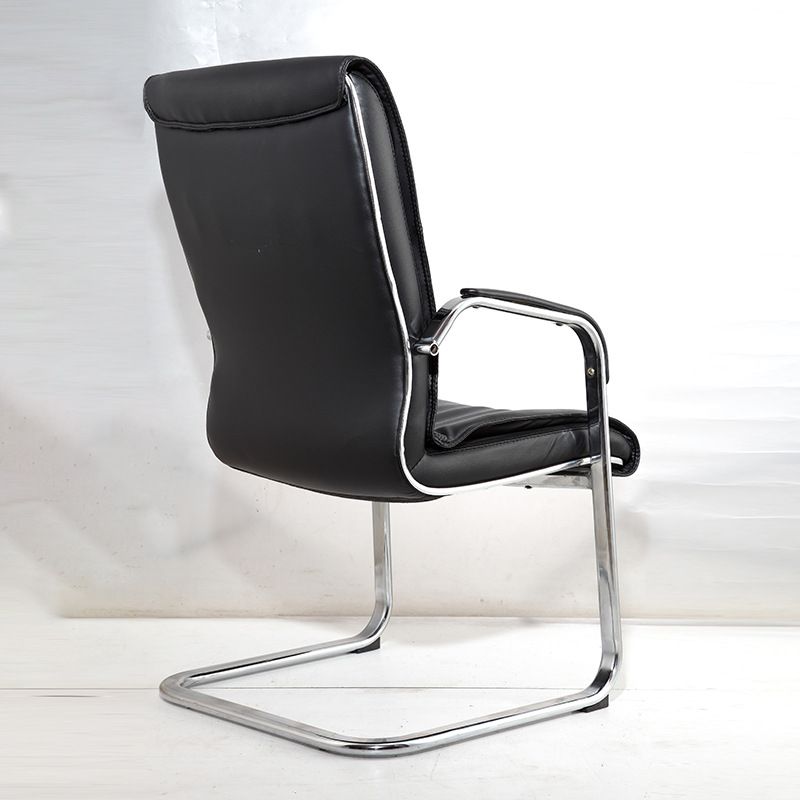 Contemporary Ergonomic Office Chair Mid-Back No Wheels Guest Chair