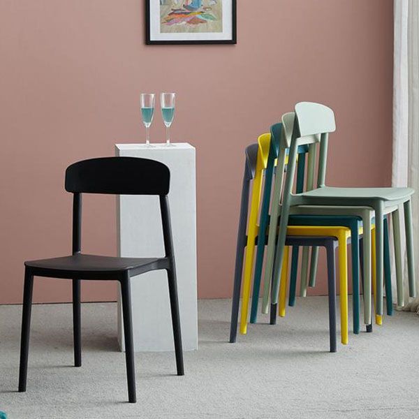 Modern Stackable Plastic Chair Open Back Dining Side Chair for Dining Room