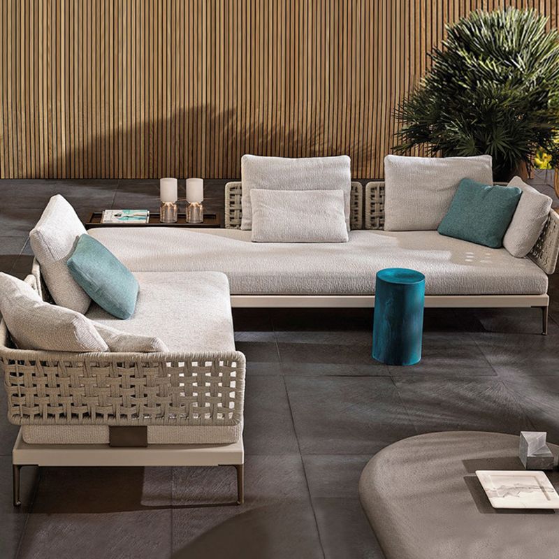 Contemporary Outdoor Patio Sofa with Sunbrella Fabric Cushion