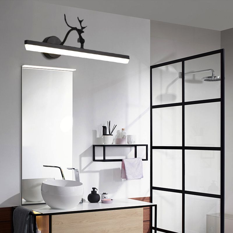 LED Wall Light with Linear Metal Shade Classic Bathroom Vanity Lighting Fixture in Black, 16.5"/28"/38" Wide