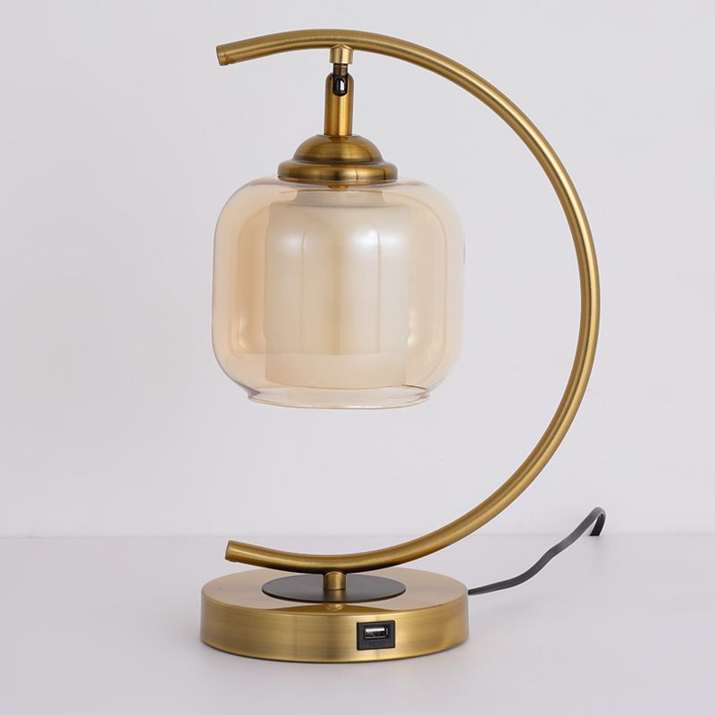 One Bulb Contemporary Table Lamp Clear Glass Bedroom Living Room Desk Lamp in Gold