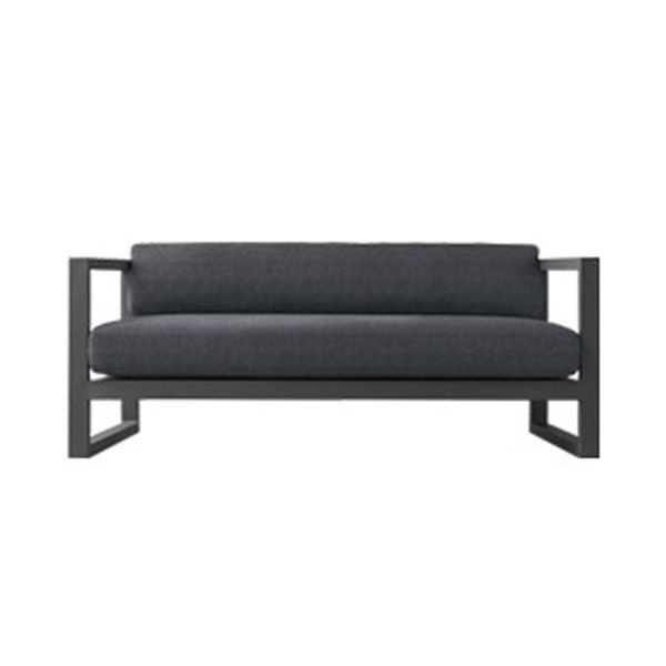 Modern Black Metal Frame Patio Sofa Simple Outdoor Loveseat with Cushion