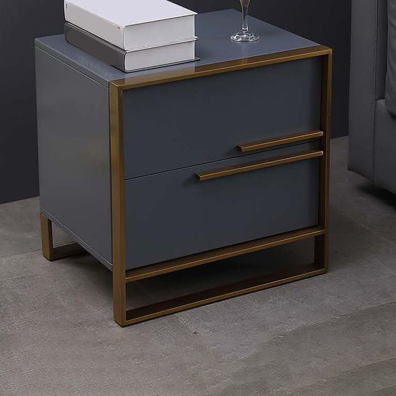 Modern Style Metal Frame Solid Wood Top White/black/gray Nightstand