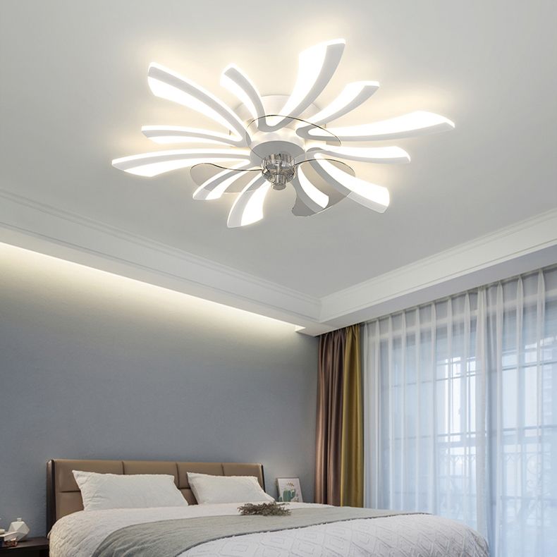 Modern LED Ceiling Fan Light Simple Ceiling Mount Lamp with Acrylic Shade for Bedroom