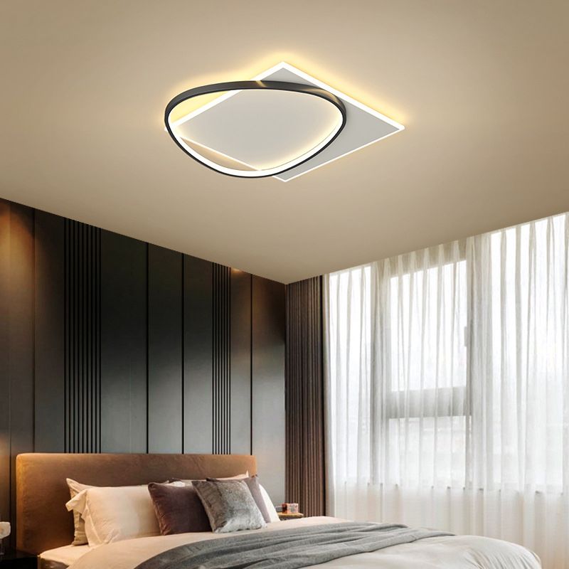 Acrilico LED Flush Mount in Modern Creative Iron Geometric Massimale Light in Nero e Bianco