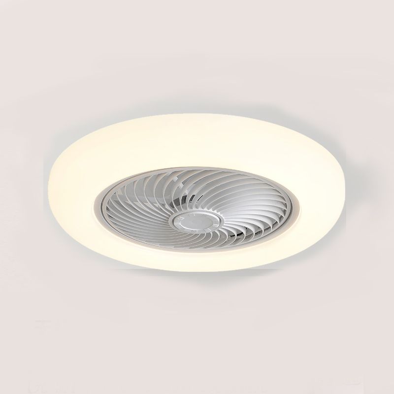 Stylish Minimalist Round Fan Lamp Acrylic Bedroom LED Semi Flush Mount Ceiling Light