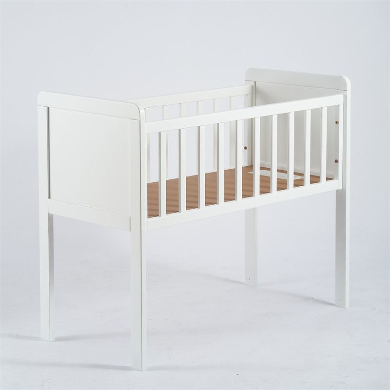 Scandinavian Solid Wood Toddler Bed with Guardrail Bed in White