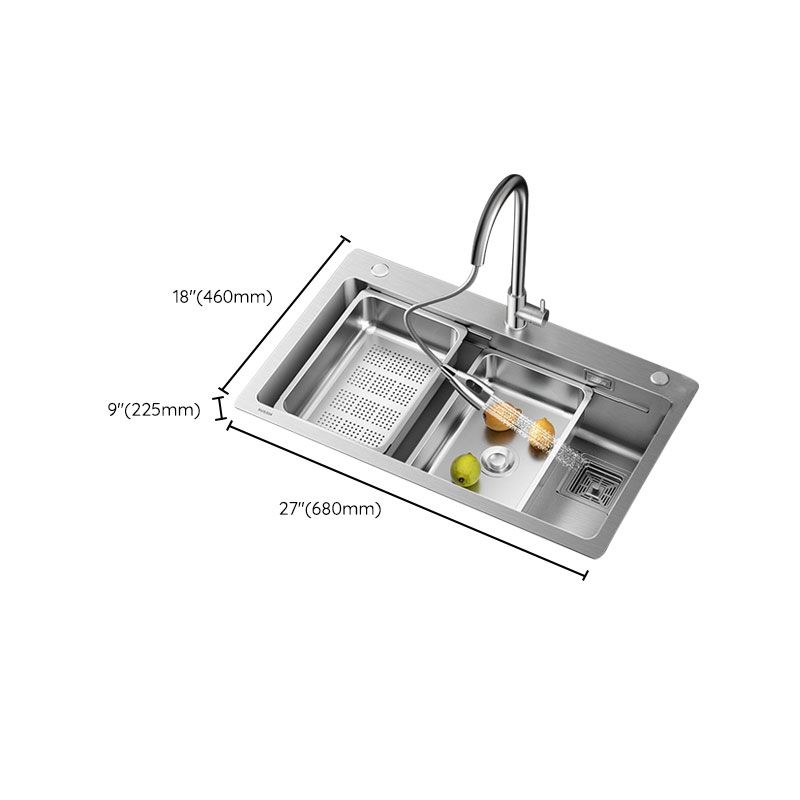 Modern Style Kitchen Sink Drop-In Stainless Steel Noise-cancelling Design Kitchen Sink