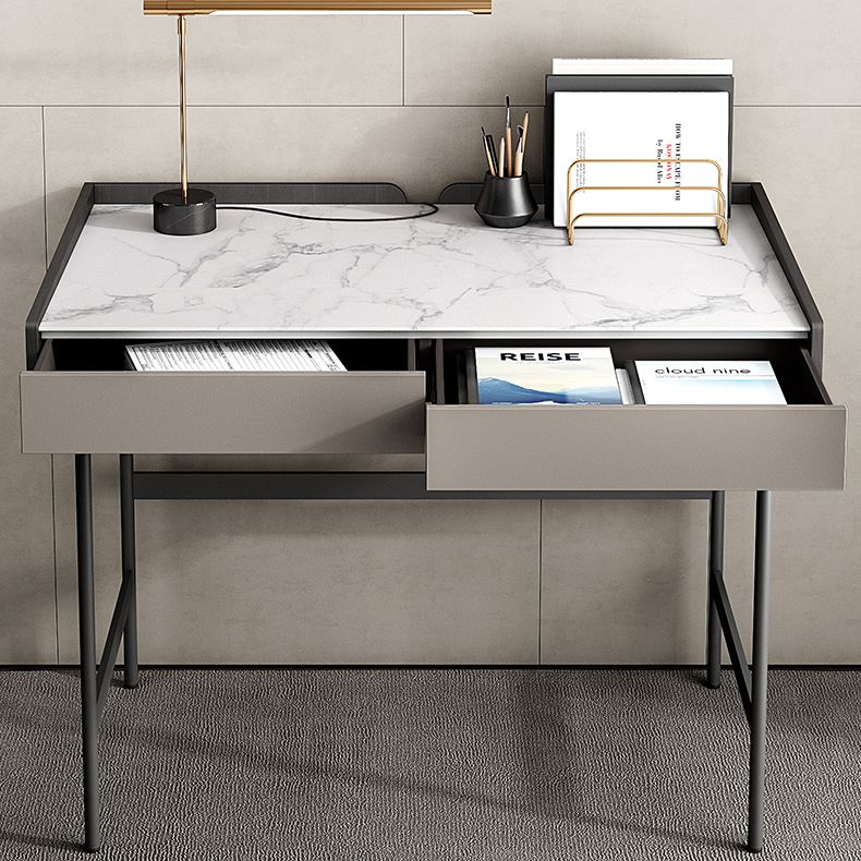 Contemporary Rectangular Writing Desk Stone Office Desk with Legs