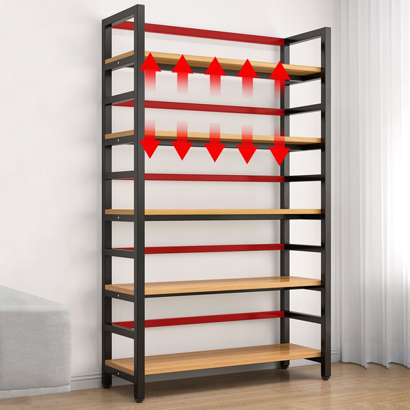 Adjustable Shelves Children's Bookshelf Steel and Wood Bookshelf in Black