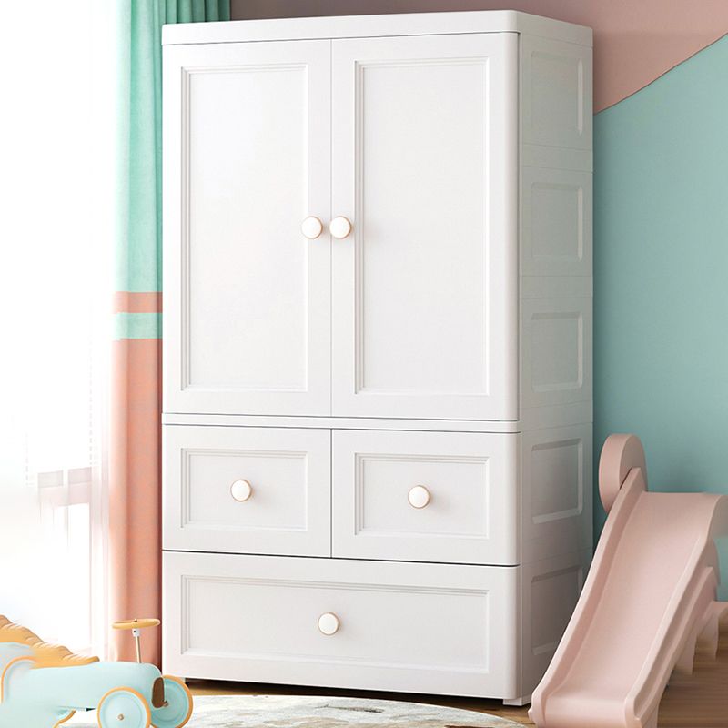 Plastic Kid's Wardrobe Garment Rod Included Armoire Cabinet for Indoor