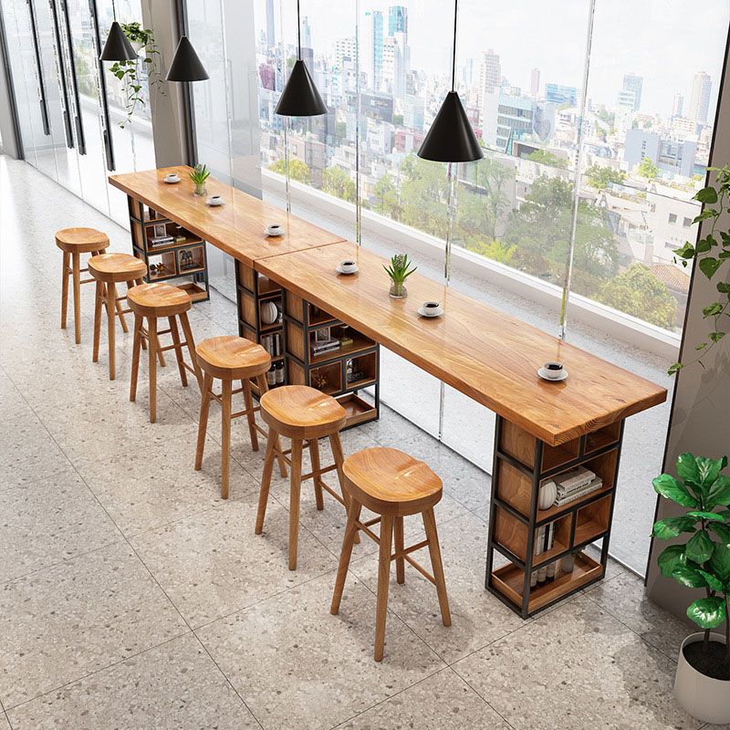 Industrial Solid Wood Bar Table Rectangle Bar-Height Bar Dining Table