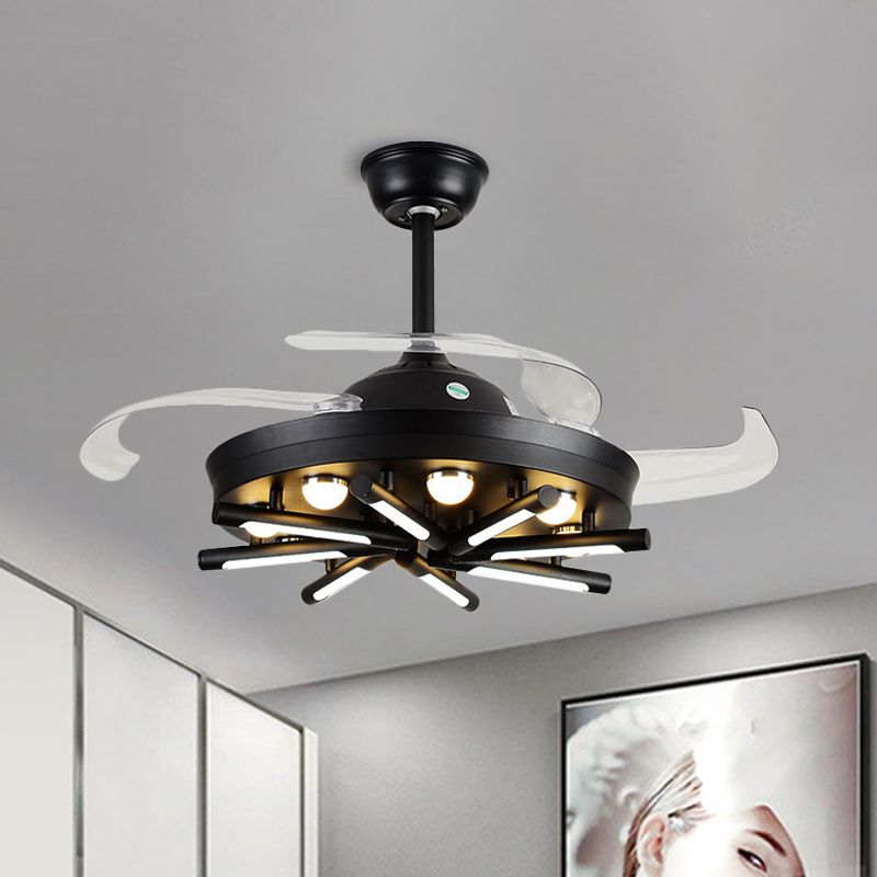 Black / White Round et linéaire Semi Flush Metal vintage Métal de 42 "LED LED PENDANT LEV