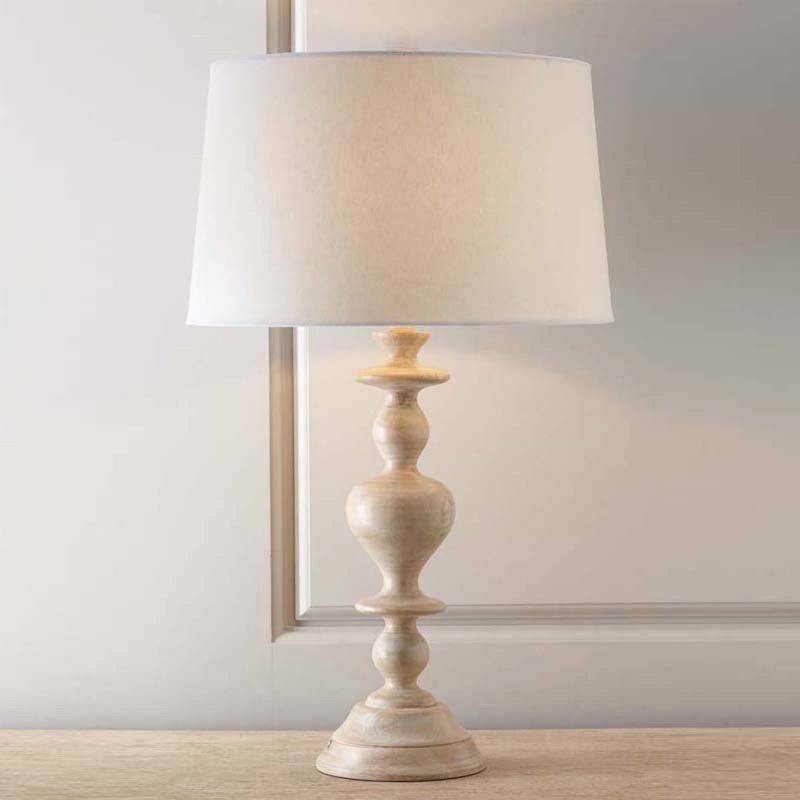 Tapered Bedroom Nightstand Light Minimalism Fabric 1 Head Table Lamp with Baluster Base