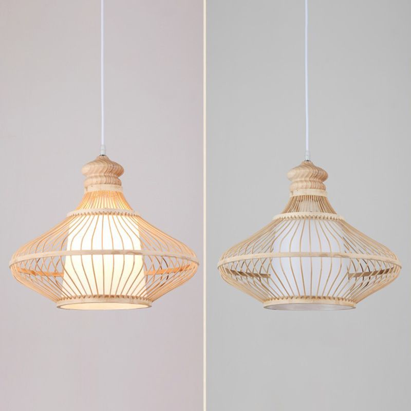 Rattan Geometrische Suspensionslicht 1 hängende Lampen für das Restaurant