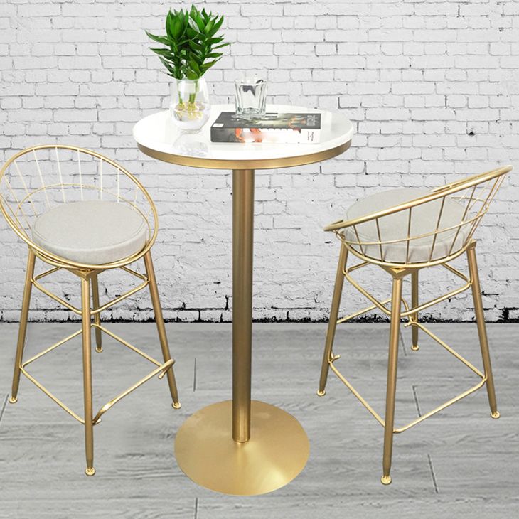 Glam Style Gold Metal Bar Table White Top Specialty Indoor Bistro Table