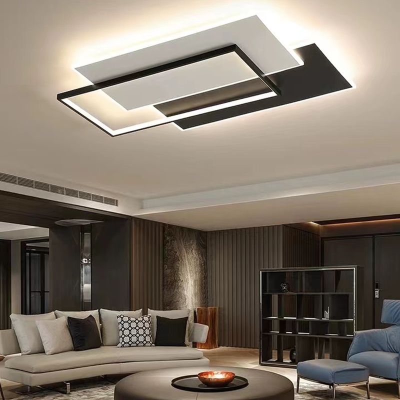 Multiple-Light Rectangular Flush Mount Lighting Modern Metal Ceiling Lighting