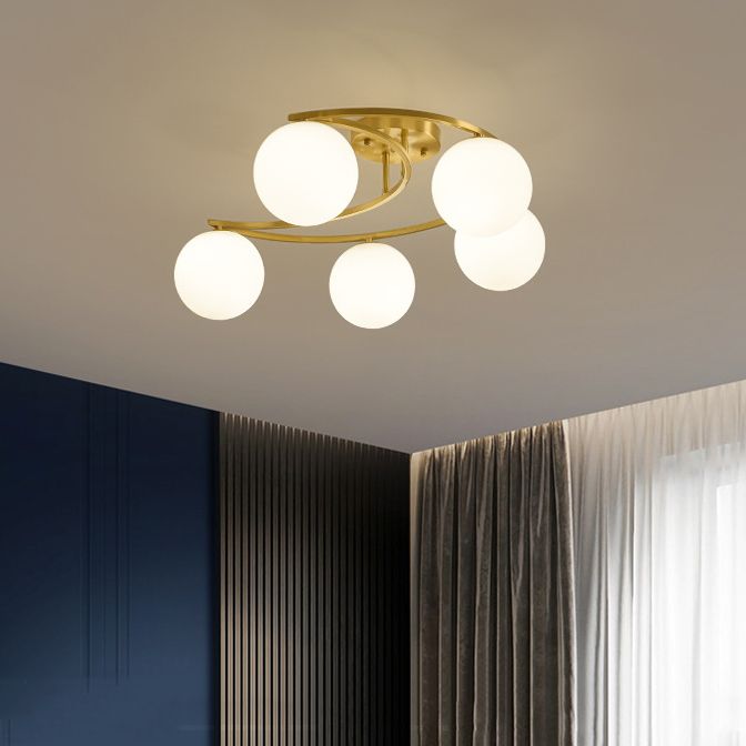 Sputnik Semi Flush Mount Modern Glass Flush Ceiling Light Fixture for Bedroom