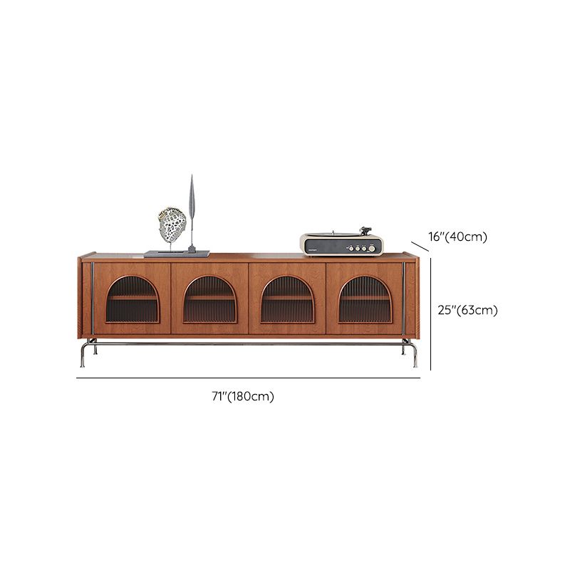 Vintage Cherry Media Console Enclosed Storage TV Stand for Living Room