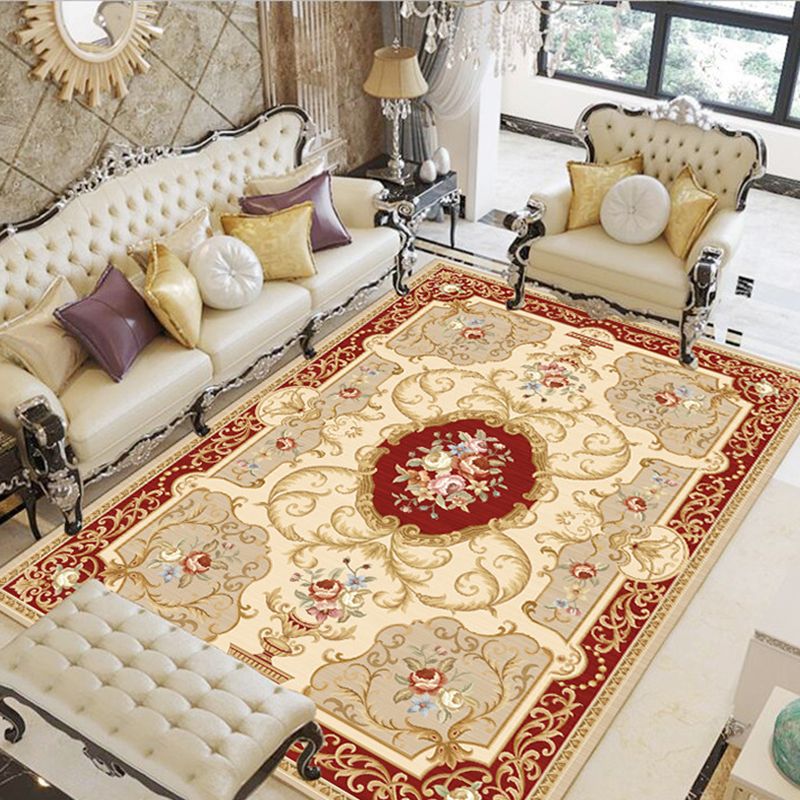 Olden Floral Patterned Rug Multi Color Synthetics Area Rug Non-Slip Backing Pet Friendly Carpet for Parlor