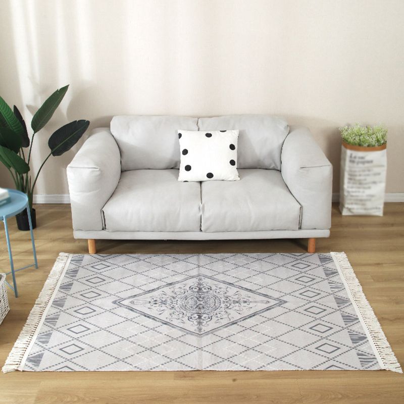 Multicolor Southwestern Print Rug Cotton Boho Fringe Indoor Toe voor woonkamer