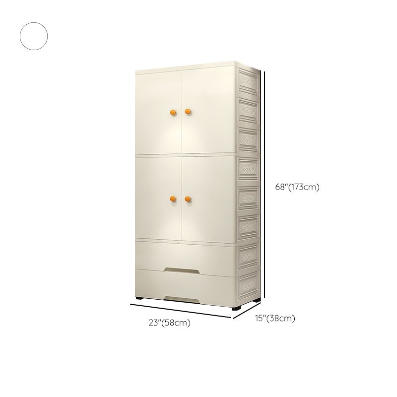 Modern Style Plastic Kids Closet Bedroom Armoire Cabinet with Cloth Rod