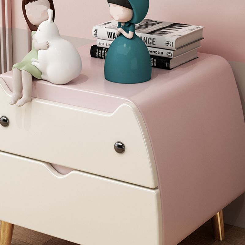 Oak Nursery Nightstand with Drawers Flat Top Animals Kids Bedside Table