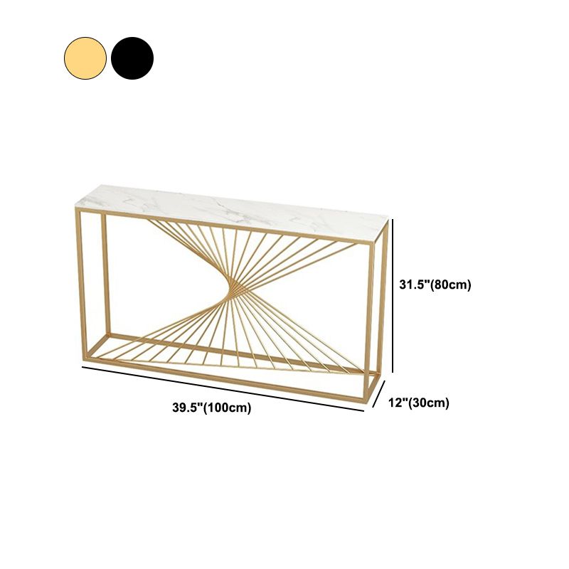 Glam Marble Rectangle Console Table Ironcraft Frame Accent Table